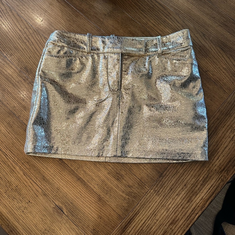 Amanda Uprichard Shimmering Gold Mini Skirt